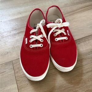 Size 6 Women’s Vans Red Canvas Low-Top Sneakers with White Laces